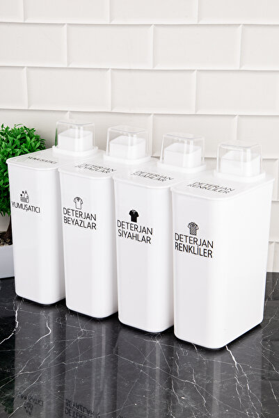 DNS HOME 4-Pack Self-Scaled Detergent Storage Container Colors Whites Blacks Softener with Label 3000 ml