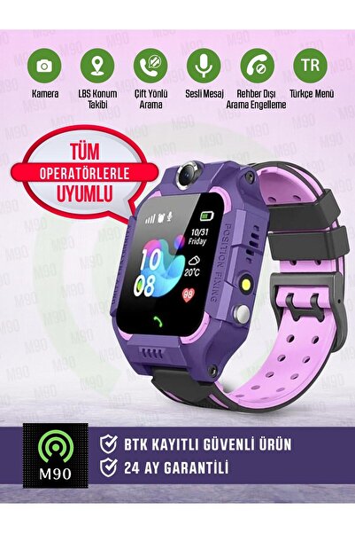 M90 Sim Kartlı, Konum Takipli, Sos Acil Arama Ve Imei Kayıtlı Akıllı Çocuk Takip Saati