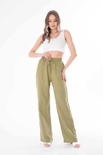 soi fashion Visok struk Široke nogavice , Musavinske pantalone i kaki