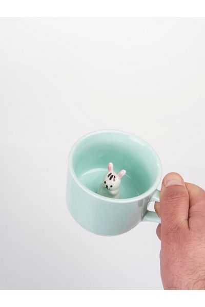 MUKKO HOME Porcelain Mug with 3D Cute Panda Figure 230 ml Mint Color Coffee Tea Cup