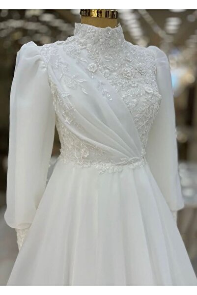 hediye dünyası 61 Özel Dikim Gelinlik Tessettür modeli