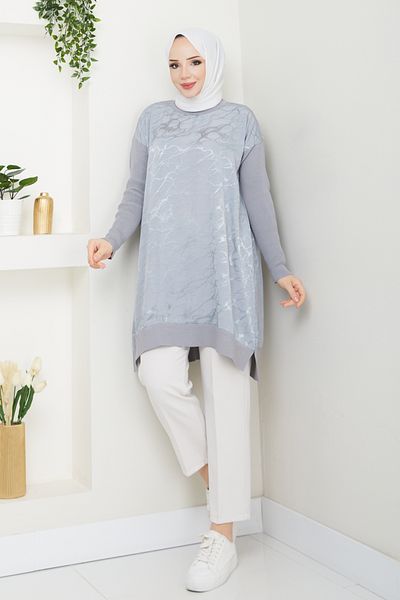 Pamuk Butik Women's Transfer Patterned Tunic