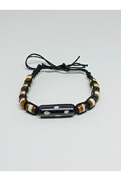 mama india alaçatı Ethnic Design Macrame Adjustable Bone Men Bracelet No 8