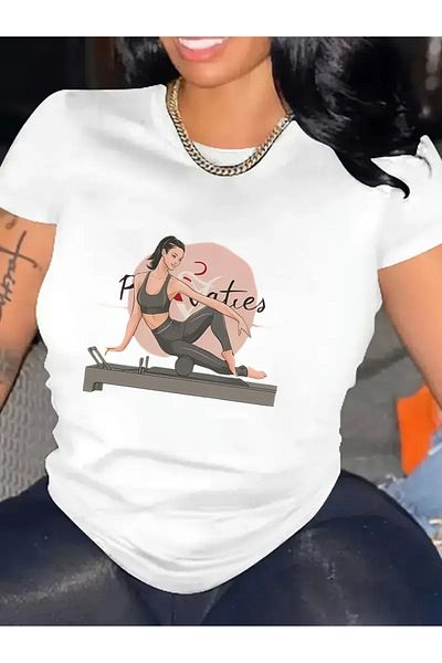 PENTHİLUS Printed T-Shirt for Women, Soft and Comfortable Round Neck and Short Sleeves for Sports