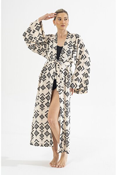 BEJ DOKU KİMONA / PAREO % 100 PAMUK