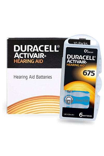 Duracell بطاريات أجهزة السمع من دوراسيل أكتيفير (PR44) زنك-إير 1.45 فولت 0% زئبق، 60 قطعة (مقاس 675)
