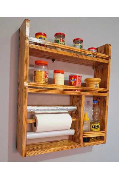 KARDEMİR AHŞAP Mutfak terek duvar rafı parlak vernikli