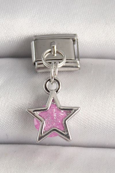 BESKAR 316L Steel Silver Color Pink Zircon Stone Star Model Nomination Charm
