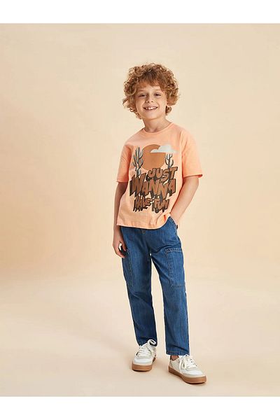 LC Waikiki Pantaloni de jeans Jogger pentru băieți cu talie elastică