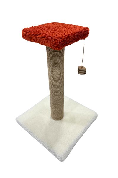 Komano Pontika Single Cat Scratching Post 44 cm |   Cat Scratching Post with Seat and Pompom Colors Loved