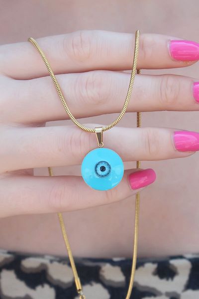 Skygo 316L Steel Gold Color Evil Eye Bead Model Women's Necklace - TJ-BKO7391