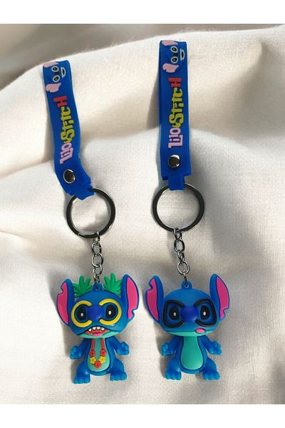 VerdeHome Cute Lilo and Stitch Themed 3D Silicone Keychain, Perfect Accessory for Bag and Key Tip