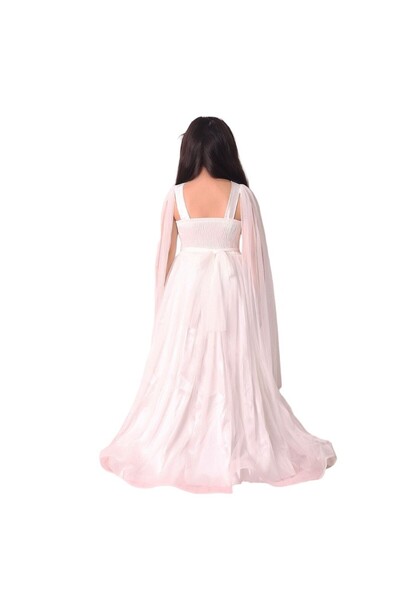 Ahsenimbebe Silver Glitter Roba Tulle Sleeve Evening Dress