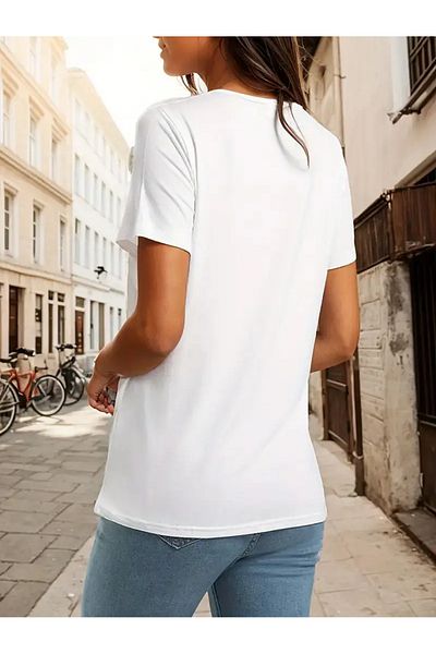 PENTHİLUS Printed T-Shirt for Women, Soft and Comfortable Round Neck and Short Sleeves for Sports