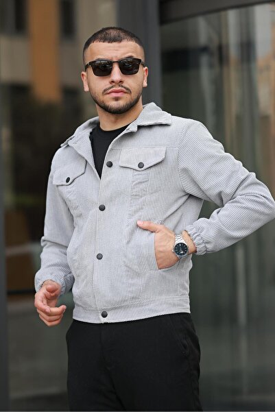 İBOSS MODA Ανδρικό μπουφάν με βελούδινη επένδυση και κουμπωτά κουμπώματα της νέας σεζόν