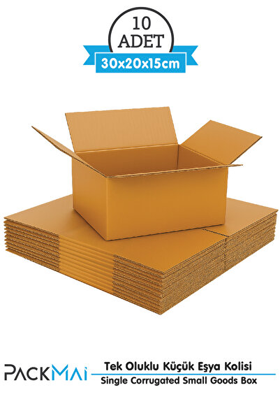 PackMai 30x20x15 cm Koli-Kutu | 10 ADET | Hafif Eşya Kolisi Tek Oluklu 3mm Ka...