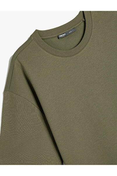 Koton Basic Bisiklet Yaka Pamuklu Tok Kumaş Kısa Kollu Oversize Tişört