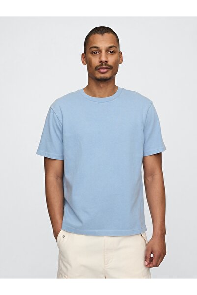 GAP Erkek Mavi Heavyweight Original T-Shirt