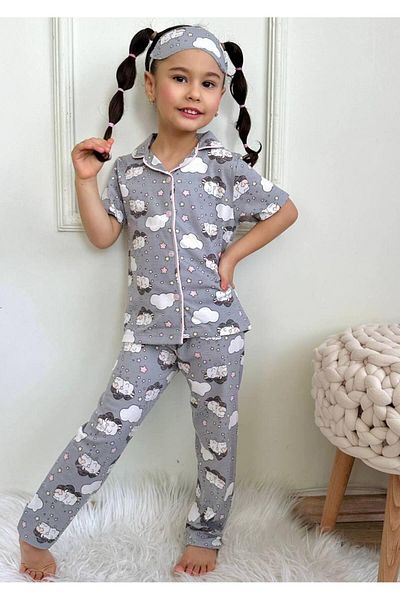 KIPIRIK BABY Girl's Buttoned Sheep Patterned Long Sleeve Pjamas Suit