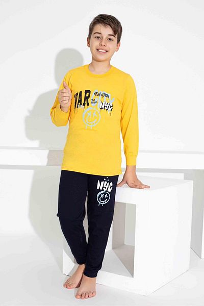 Tarık Children's Patterned Long Sleeve Pijama Suit