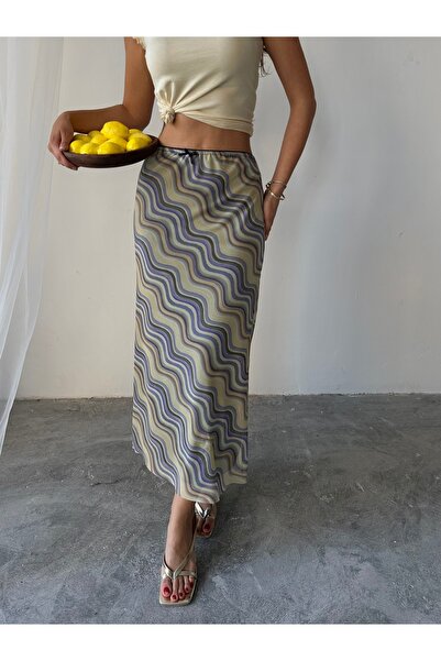 Paw Garage Women's Livia Lined Lycra Patterned Long Tulle Skirt