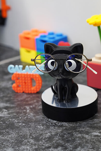 Home Kedi Gözlük Standı, Gözlük Tutucu Dekoratif Plastik Obje 14x9 cm