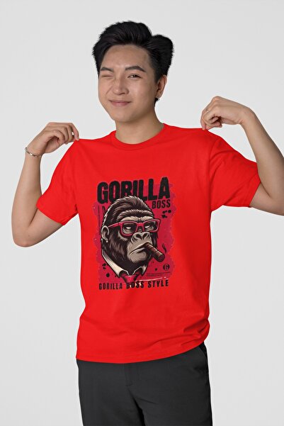 Butik TRIOCĂ CU MÂINĂ SCURTĂ CU Gât rotund, IMPRIMAT GORILLA TRANSFER, bumbac 100% LU, PENTRU FEMEI/BĂRBAȚI