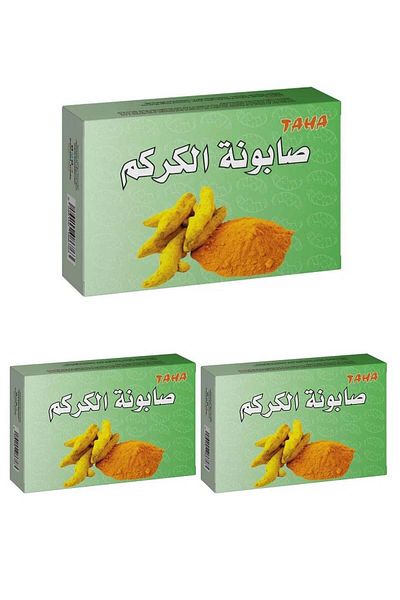 TAHA 3 Pieces of Turmeric Soap for Skin Cleansing - 125 gm