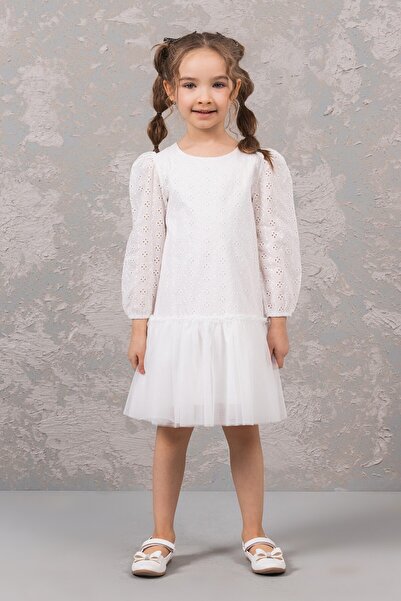 Elabutik M 0280 Kız Brode Elbise 3-8 YAŞ