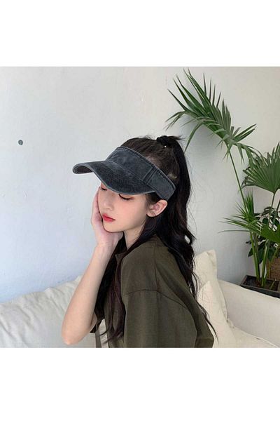 WOHOME Vintage 100% Cotton Washed Tattered Half Visor Hat