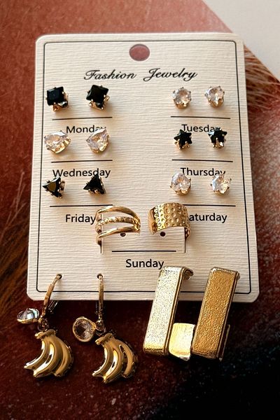 Trendy Butik 18Pcs Multiple Zircon Earrings