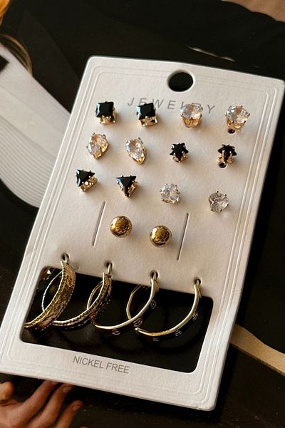 Trendy Butik 18 Pieces Gold Multiple Earrings