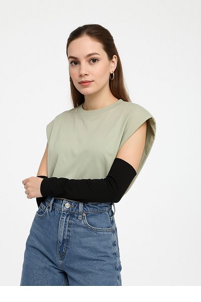 mirach Women's Black Underwear Combed Sleeve