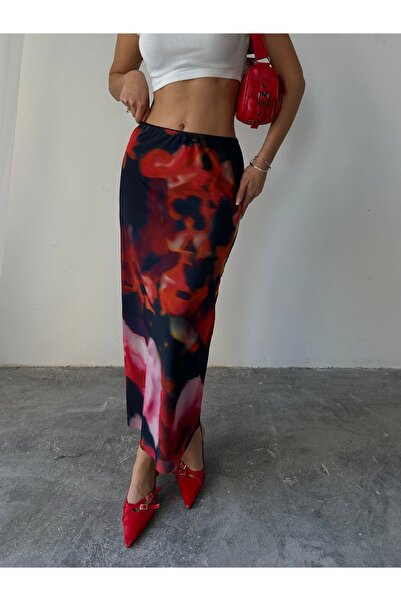 Paw Garage Women's Livia Lined Lycra Patterned Long Tulle Skirt