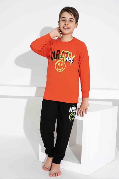 Tarık Children's Patterned Long Sleeve Pijama Suit