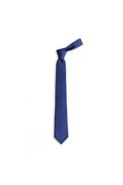 1001 Kravat 7 cm Wide Navy Blue Striped Silk Tie