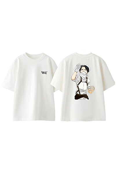 THEWERT Attack On Titan 28 Design Rukotvorina Štampano Pamuk Bela Oversize kr...