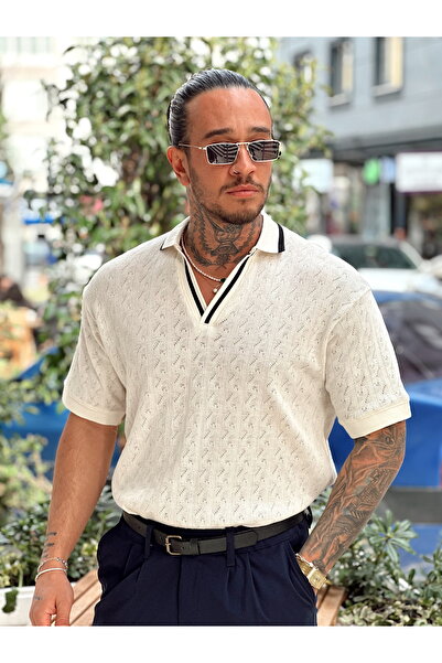 manch collection Πολύχρωμο διάτρητο πόλο - Μαύρο γιακά