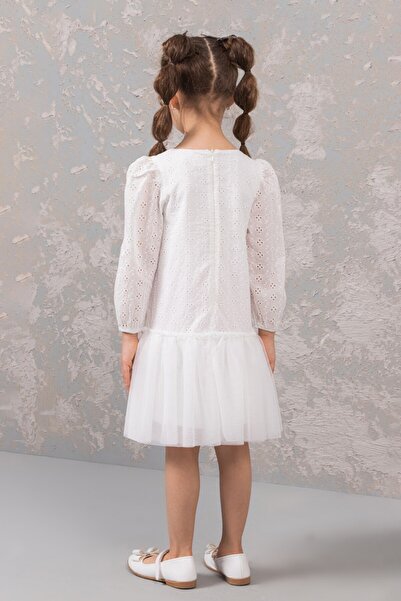 Elabutik M 0280 Kız Brode Elbise 3-8 YAŞ