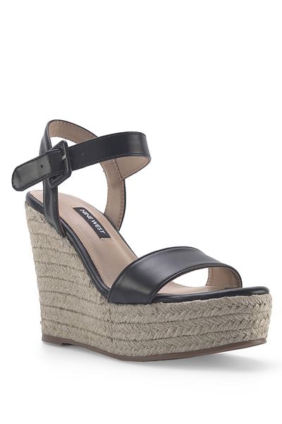 Nine West Sandale cu toc pană pentru femei BENOIT 3FX negre