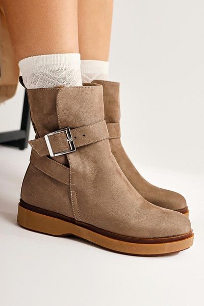 Limoya Γυναικείες μπότες Behnoush Mink Suede Oval Toe Buckle, Γυναικεία μποτάκια
