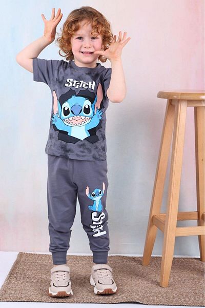 KIPIRIK BABY Children's Stitch Patterned Short Sleeve Tshirt Sneakers 2-Piece Set