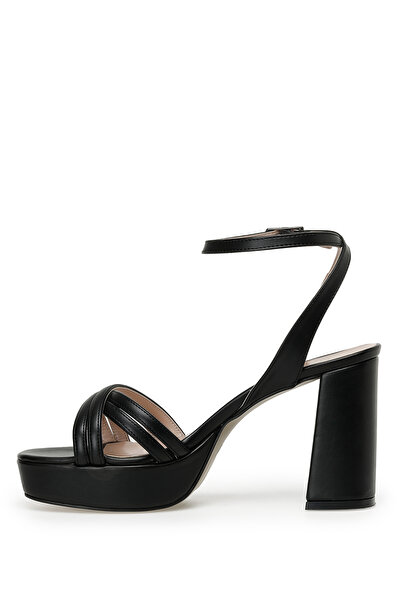 İnci Pearl Fenix 3fx Μαύρα γυναικεία πέδιλα με τακούνι