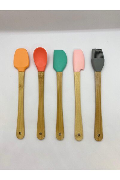 ViZKA Colorful Silicone Spatula Set, 5 Piece Heat Resistant Kitchen Set