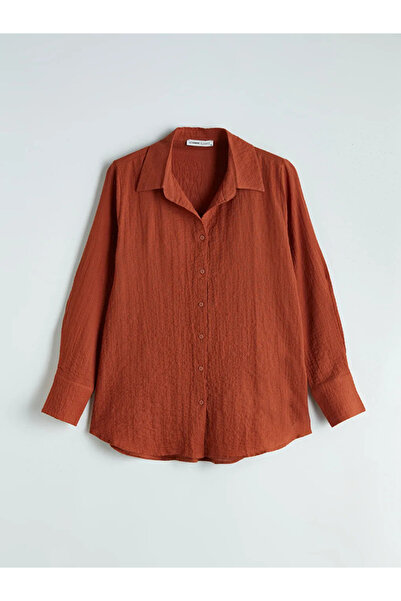 LC Waikiki Lcwaikiki Classic Orange Textured Women's Shirt