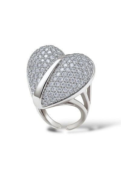 neslyaccessories قلب قطع الزركون حجر خاتم كبير