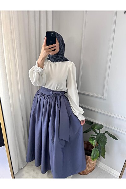 BURCU TESETTÜR Pliseli Kemerli Paraşüt Etek