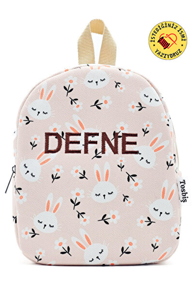 Tosbiş [ KİŞİYE ÖZEL İSİMLİ ] Çiçekli Tavşanlar 0-8 Yaş Çocuk Sırt Çantası, K...