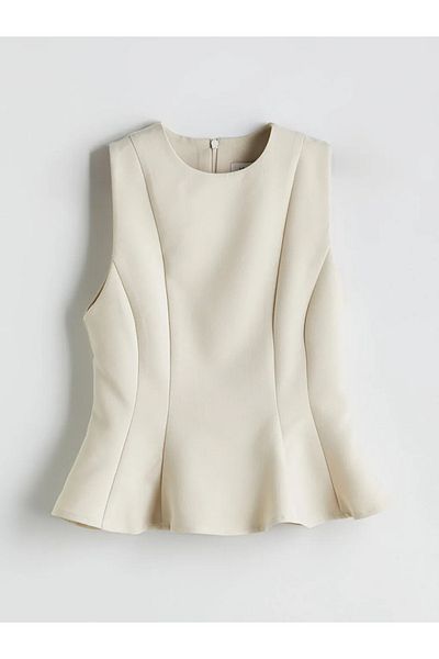 LC Waikiki Lcw vision beige bicycle collar peplum blouse