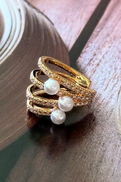 Trendy Butik Vip Pearl Model أقراط غضروف حجر الزركون
